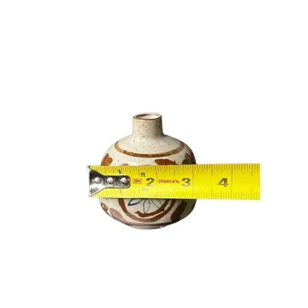 VTG Pottery Weed Pot Bud Vase Art Pottery MCM Browns 4” Tall